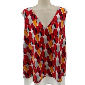 Ember Sz XL Red/Orange sleeveless sheer lined back tie V-Neck